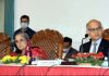 Delimitation Commission meeting delegations in Srinagar on Tuesday.