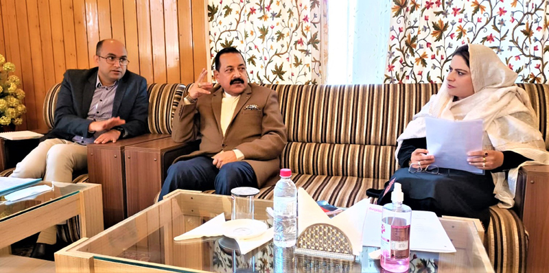 Union Minister and senior Central BJP leader Dr Jitendra Singh addressing the party leaders at Baramulla on Tuesday.