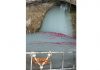 A full size Ice Lingam of Lord Shiva at holy cave of Shri Amarnath Ji.