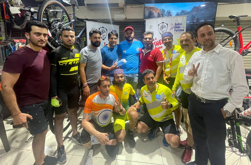 Riders posing for a group photograph after completing ride at Jammu. Riders posing for a group photograph after completing ride at Jammu.