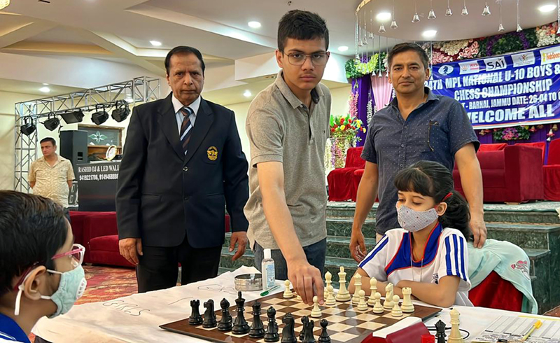 Atul Kumar Gupta, president AJKCA along with others monitoring the Chess game at Jammu on Thursday. Atul Kumar Gupta, president AJKCA along with others monitoring the Chess game at Jammu on Thursday.