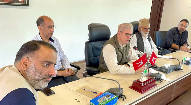 Former CM, Omar Abdullah chairing party meeting in Srinagar. Former CM, Omar Abdullah chairing party meeting in Srinagar.