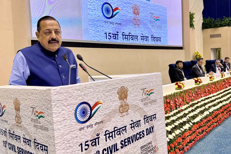 Union Minister Dr Jitendra Singh addressing the IAS officers and civil servants after formally inaugurating the 15th Civil Services Day celebrations at Vigyan Bhawan, New Delhi on Wednesday. Union Minister Dr Jitendra Singh addressing the IAS officers and civil servants after formally inaugurating the 15th Civil Services Day celebrations at Vigyan Bhawan, New Delhi on Wednesday.