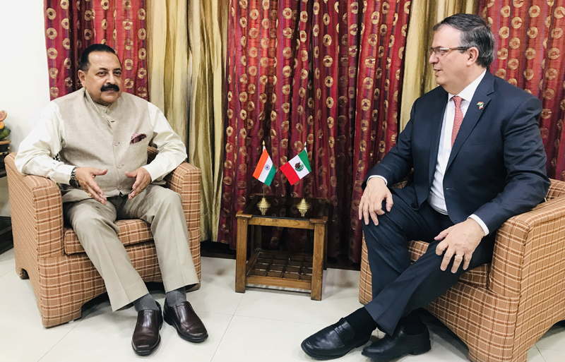 Mexico Minister of Foreign Affairs, Marcelo Ebrard calling on Union Minister Dr Jitendra Singh at New Delhi. Mexico Minister of Foreign Affairs, Marcelo Ebrard calling on Union Minister Dr Jitendra Singh at New Delhi.