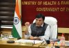 Union Minister for Health and Family Welfare, Chemicals and Fertilizers, Mansukh Mandaviya chairing the 4th Anniversary Celebrations of Ayushman Bharat -Health and Wellness Centres (AB-HWCs), in New Delhi on Saturday. (UNI)
