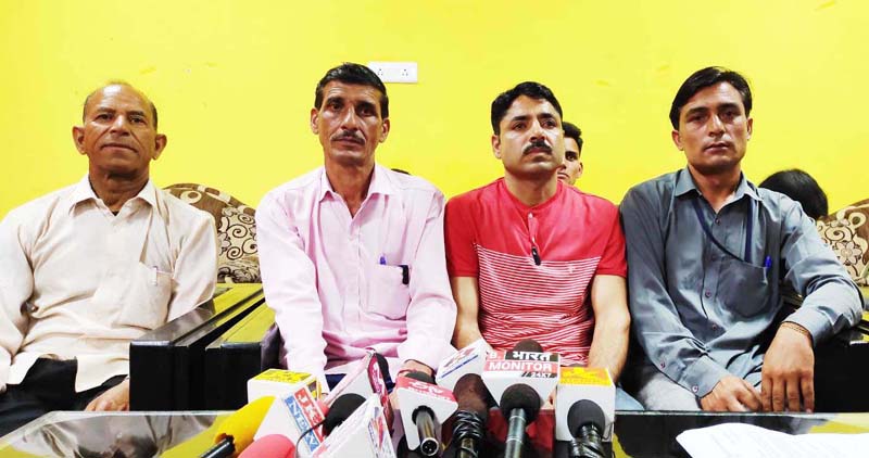 AJKPC vice president Hans Raj Thakur and others during a press conference at Udhampur. AJKPC vice president Hans Raj Thakur and others during a press conference at Udhampur.