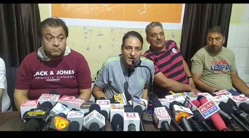 Vision Kashmir leaders at a press conference at Jammu on Friday. Vision Kashmir leaders at a press conference at Jammu on Friday.