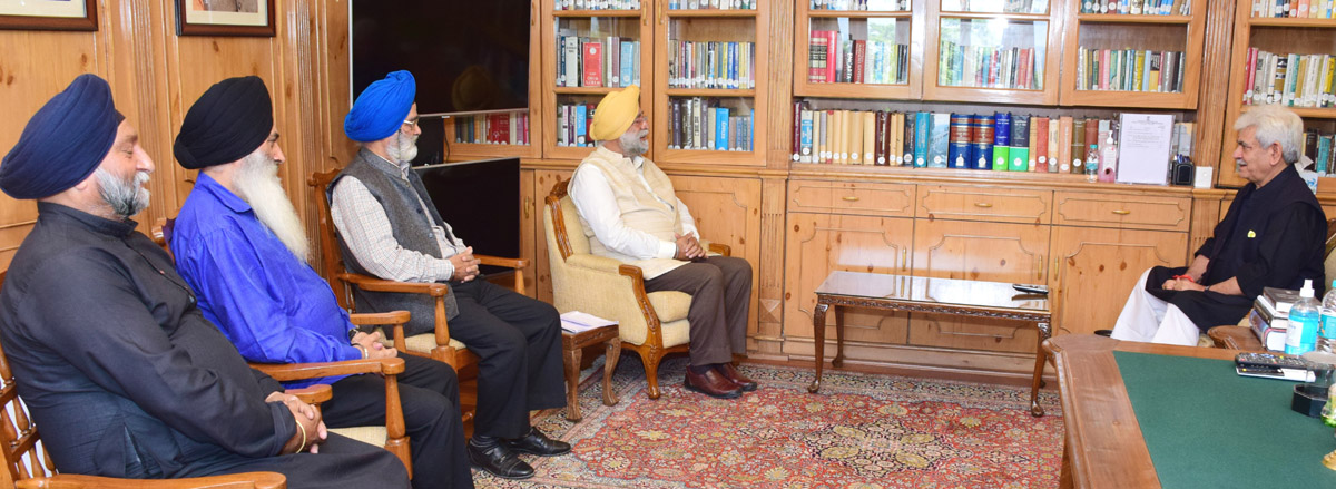 Lt Governor Manoj Sinha during a meeting with the delegation of APSCC at Srinagar. Lt Governor Manoj Sinha during a meeting with the delegation of APSCC at Srinagar.