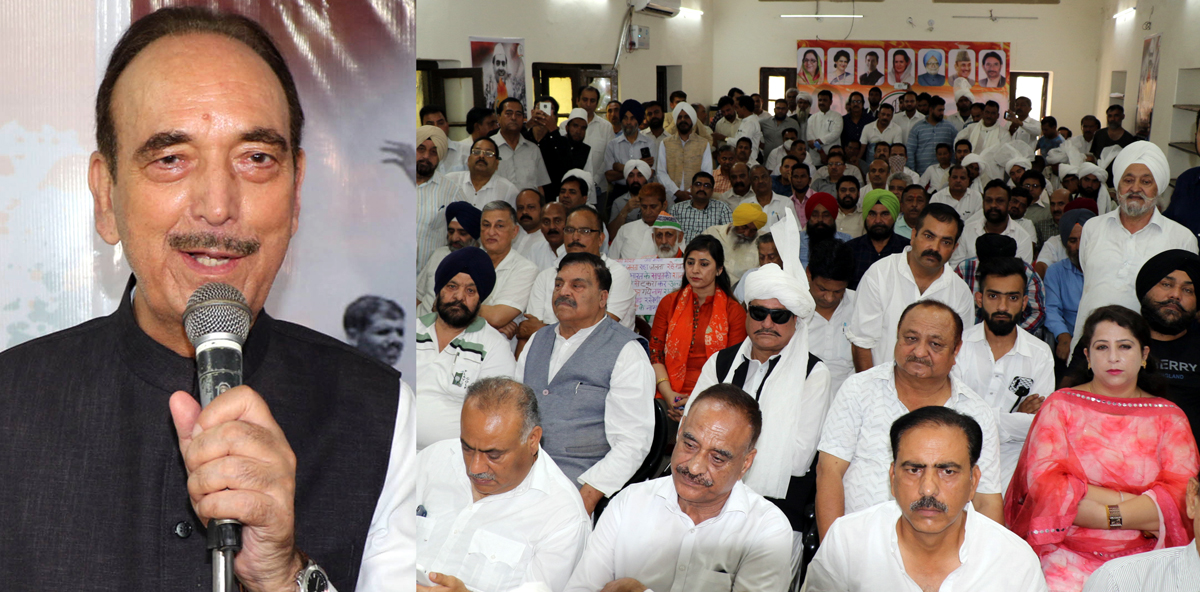 Congress leader Ghulam Nabi Azad addressing a party function in Jammu on Saturday.