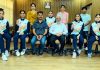Winning team posing with Vice Chancellor Prof Bachan Lal and others at Jammu on Friday.
