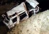 Ill-fated Tavera car which met with an accident at Zojila Pass.