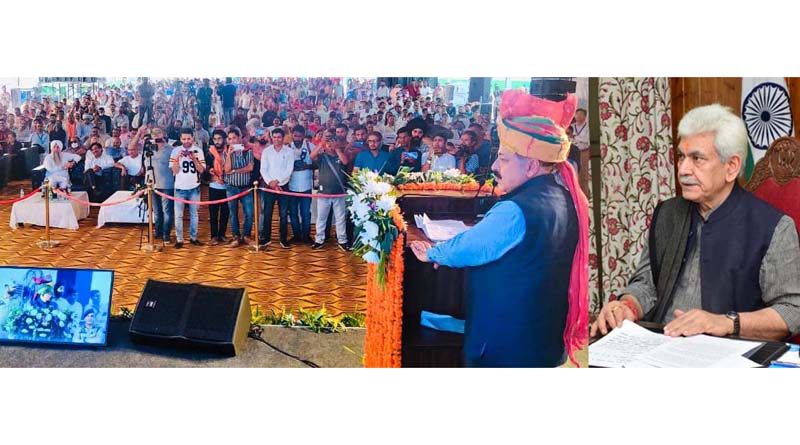 Union Minister Dr Jitendra Singh addressing a public rally after inaugurating Industrial Biotech Park at Kathua on Saturday while Lt Governor Manoj Sinha is addresses the function virtually from Srinagar. Union Minister Dr Jitendra Singh addressing a public rally after inaugurating Industrial Biotech Park at Kathua on Saturday while Lt Governor Manoj Sinha is addresses the function virtually from Srinagar.