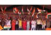 Prominent on dais holding tricolours during a programme by J&K People’s Forum at Jammu on Sunday. —Excelsior/Rakesh