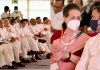 Congress President Sonia Gandhi with party leader Rahul Gandhi at the inaugural session of 'Nav Sankalp Chintan Shivir' in Udaipur on Friday. (UNI)