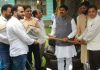 Union MoS Home Ajay Mishra with PRI representatives and others in Anantnag on Thursday.