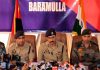 SSP Baramulla Rayees Bhat addressing a press conference on Thursday. -Excelsior/Aabid Nabi