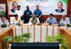 Union Minister Dr Jitendra Singh reviewing PMGSY projects at Kathua on Saturday.