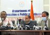 Divisional Commissioner Kashmir P K Pole addressing a press conference in Srinagar on Wednesday. —Excelsior/Shakeel