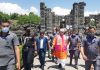 Lieutenant Governor, Manoj Sinha at ancient Martand Sun temple in Mattan on Sunday.