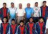 Selected team players posing for a group photograph with DSOJ at MA Stadium Jammu on Monday.