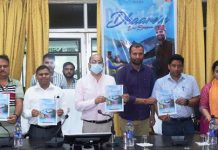 Deputy Commissioner, Mussarat Islam releasing Dogri song 'Dhaarein Da Bassna' along with other dignitaries at Ramban on Wednesday.