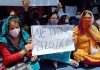 Kashmiri Pandits staging protest in Srinagar. -Excelsior/Shakeel