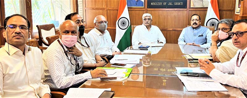 Union Ministers Dr Jitendra Singh and Gajendra Singh Shakhawat reviewing status of Ujh project. Union Ministers Dr Jitendra Singh and Gajendra Singh Shakhawat reviewing status of Ujh project.