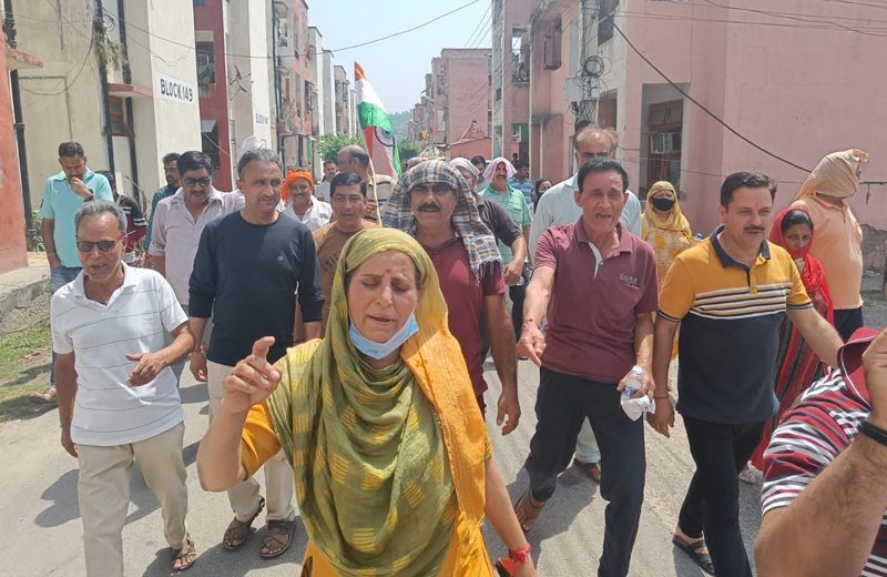 Kashmiri Pandits during a protest demonstration at Jagti in Jammu on Sunday. Kashmiri Pandits during a protest demonstration at Jagti in Jammu on Sunday.
