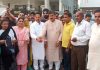 MP Jugal Kishore Sharma and corporator, Baldev Singh Billawaria inaugurating developmental works in Ward 56 on Monday.