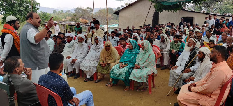 Senior BJP leader Devender Singh Rana addressing people at Nagrota. Senior BJP leader Devender Singh Rana addressing people at Nagrota.