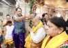 Union Minister for Home Affairs Amit Shah offering prayer at Shri Dwarkadhish Temple, Dwarka, in Gujarat on Saturday. (UNI)