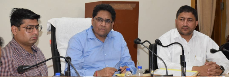 Principal Secy JSD Ashok Parmar along with other officials chairing a meeting at Rajouri. Principal Secy JSD Ashok Parmar along with other officials chairing a meeting at Rajouri.