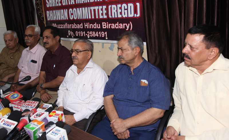 Shree GMSBC members addressing a press conference at Jammu on Friday. -Excelsior/Rakesh Shree GMSBC members addressing a press conference at Jammu on Friday. -Excelsior/Rakesh