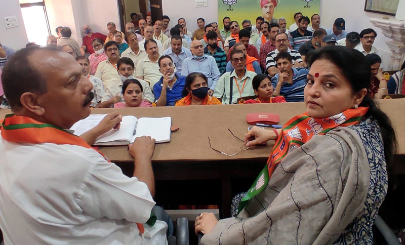 BJP leaders at a party programme in Jammu on Sunday. BJP leaders at a party programme in Jammu on Sunday.