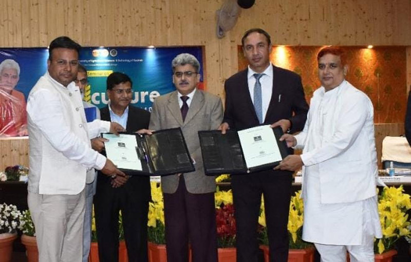 ACS Atal Dulloo and VCs of SKUAST-J and Sanskriti University while signing MoU during a function. ACS Atal Dulloo and VCs of SKUAST-J and Sanskriti University while signing MoU during a function.