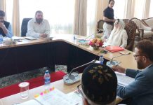 Dr Darakshan Andrabi chairing a meeting of Waqf Board at Srinagar on Thursday.