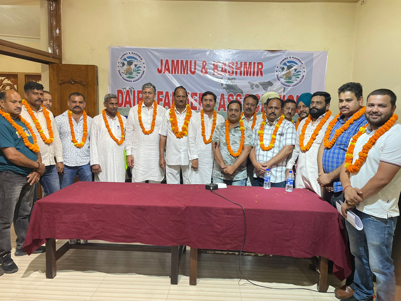 Newly elected office bearers of Dairy Farmers Association posing for group photograph. Newly elected office bearers of Dairy Farmers Association posing for group photograph.