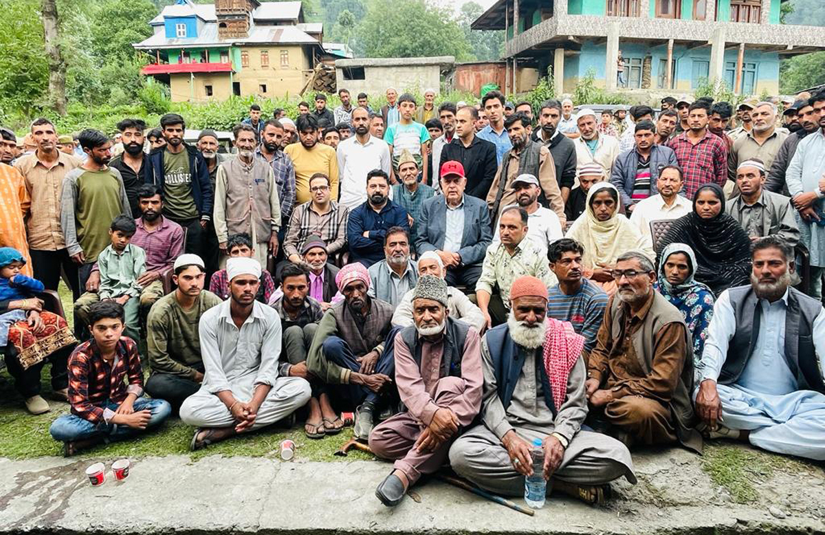 NC president Dr Farooq Abdullah during meeting in Surankote. NC president Dr Farooq Abdullah during meeting in Surankote.