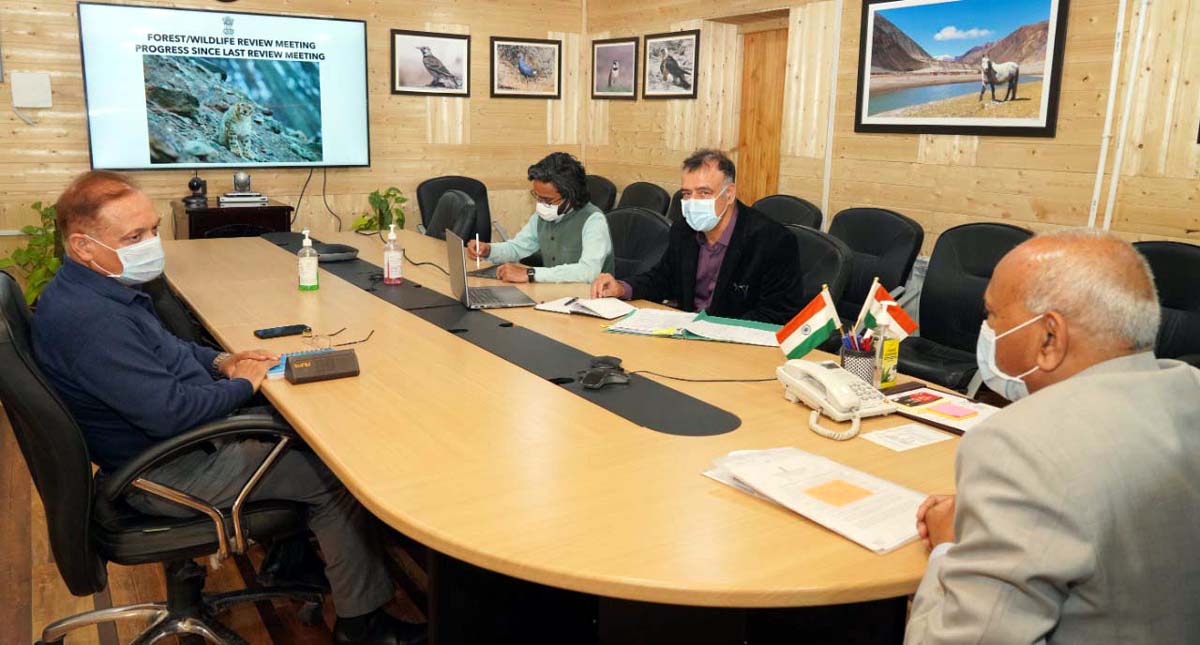 LG Ladakh RK Mathur chairing a meeting on Saturday. LG Ladakh RK Mathur chairing a meeting on Saturday.