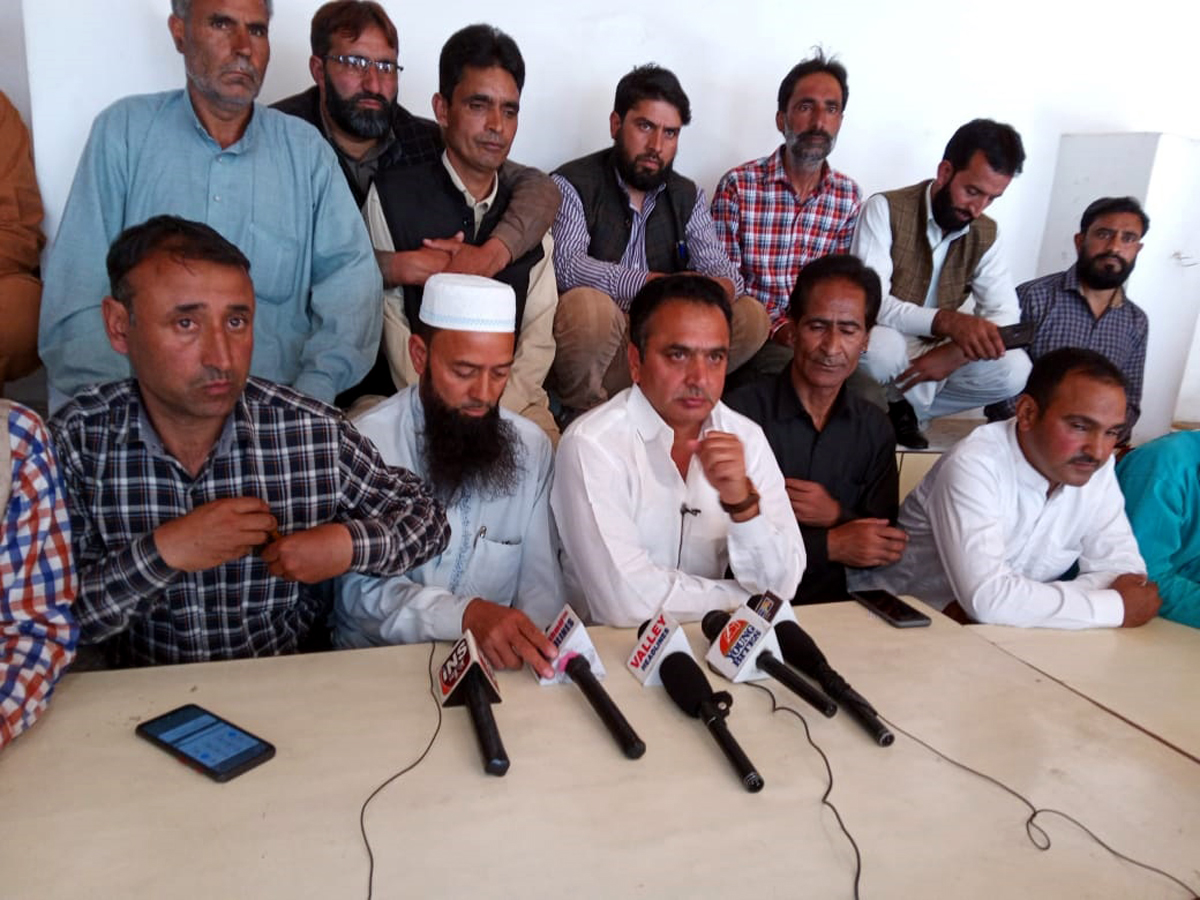 Kashmir Panchayat Conference members talking to media-persons after meeting in Srinagar on Sunday. Kashmir Panchayat Conference members talking to media-persons after meeting in Srinagar on Sunday.
