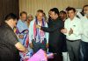NC District president Rajouri (R) and others being welcomed in Apni Party by senior leaders Altaf Bukhari and Ch Zulfikar at a function in Jammu.