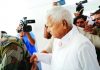 RJD Chief Lalu Prasad appearing in connection with 'violation of election code of conduct in the year 2009', at Palamu District Court on Wednesday. (UNI)
