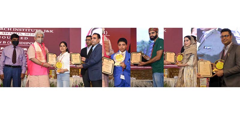 Lieutenant Governor Manoj Sinha presenting Tribal Awards in Srinagar on Sunday. Lieutenant Governor Manoj Sinha presenting Tribal Awards in Srinagar on Sunday.