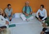 Lieutenant Governor Manoj Sinha meeting family members of Rajni Bala in Samba on Wednesday.