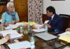Lieutenant Governor Manoj Sinha chairing the Administrative Council meeting in Srinagar on Wednesday.