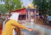 Devotees offering prayers at Mata Kheer Bhawani temple, Tulmulla on the occasion of Jyeshta Ashtami on Wednesday.