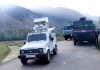 Security forces at the site of encounter at Rishipora in Anantnag on Saturday.(UNI)