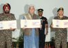 Lieutenant Governor Manoj Sinha with Army Commanders at 16 Corps in Nagrota on Monday.