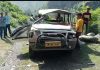 Damaged Tata Sumo which met with an accident near Mandi in Poonch on Saturday. -Excelsior/Ramesh Bali
