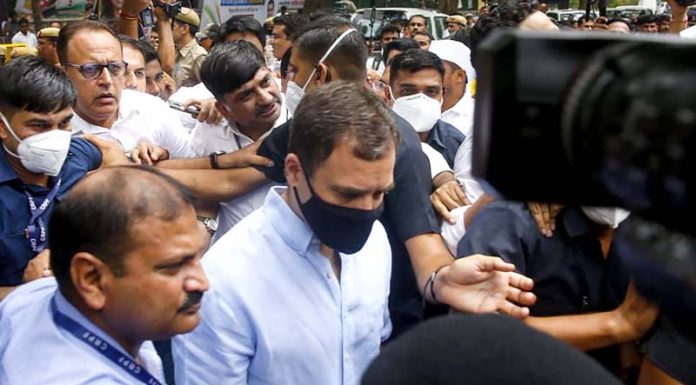 Congress leader Rahul Gandhi appears before Enforcement Directorate in New Delhi on Monday. (UNI)